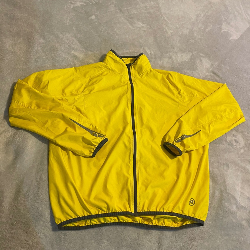 Novara Cycling Men Yellow Lightweight Full Zip Running Jacket Size L Reflective